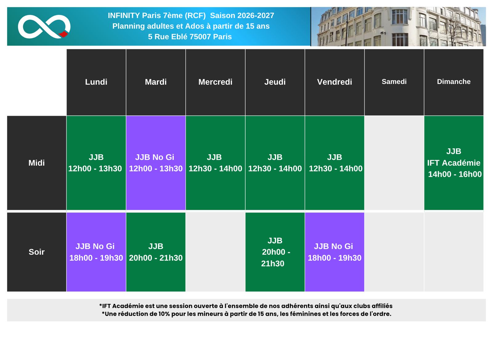 Planning RCF (dès 15 ans)